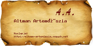 Altman Artemíszia névjegykártya